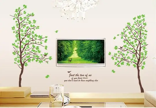 Зеленые деревья и птицы Гостиная Спальня украшение дома наклейки на стену