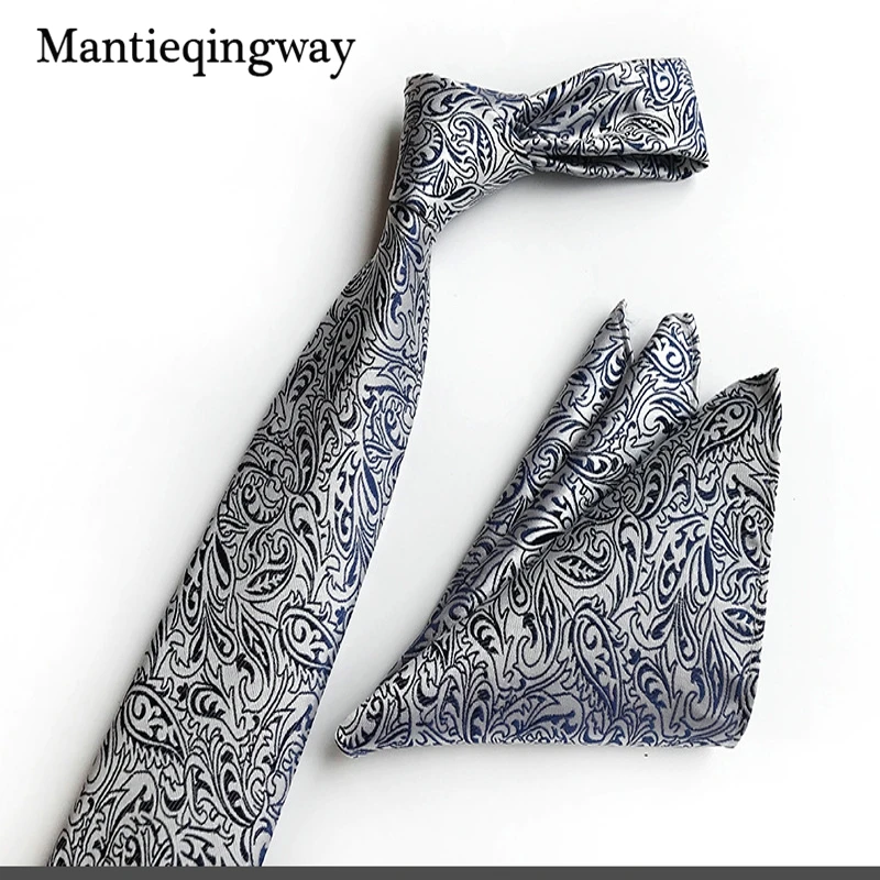 Mantieqingway модные Для мужчин s Пейсли галстук + Hankerchief набор Gravatas Бизнес набор для мужской костюм бренд Галстуки Галстук Hanky