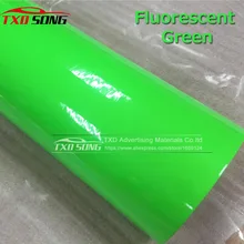 Novo brilhante fluorescente verde vinil adesivo com ar livre bolha fluorescente filme envoltório de vinil com 3 camadas por frete grátis