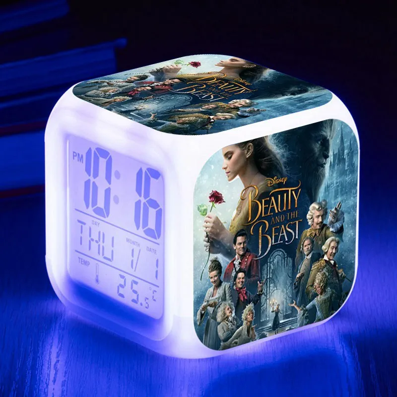 

reveil projection heure Movie Beauty and the Beast Digital Clocks LED Alarm Clock reloj despertador Watch wekker reveil Kid Toy