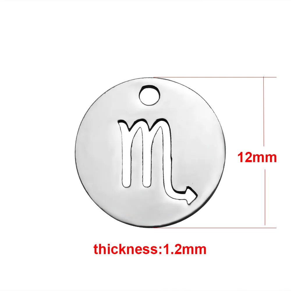 Fnixtar никогда не выцветает 12 мм круглый диск целые 12 кулоны со знаками Зодиака DIY 12 Созвездие Подвески для изготовления ювелирных изделий 12 шт./лот