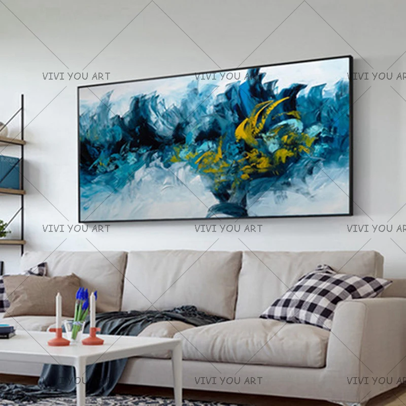

Life Blue abstract painting canvas cheap modern acrylic paintings handmade large canvas wall art wall pictures for living room