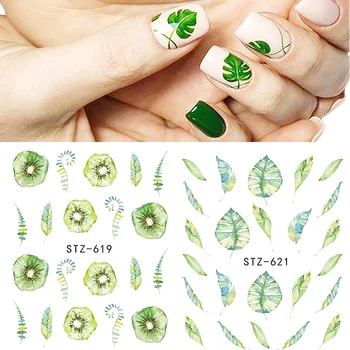 

New Nail Stickers Plant Fruit Series Water Decal Leaf Pattern 3D Manicure Sticker Lacquer Nail Art Decoration