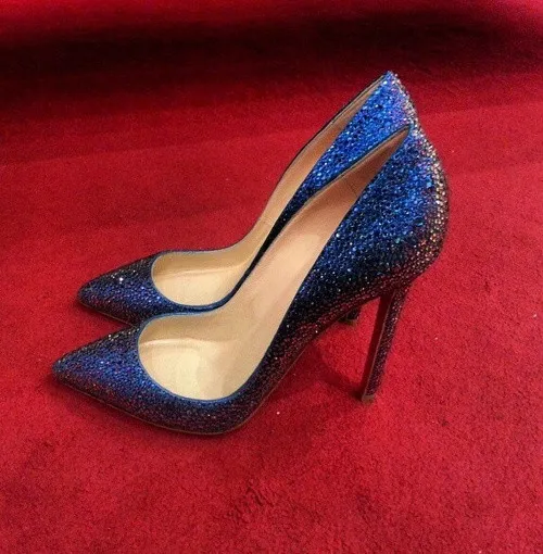 royal blue and gold high heels