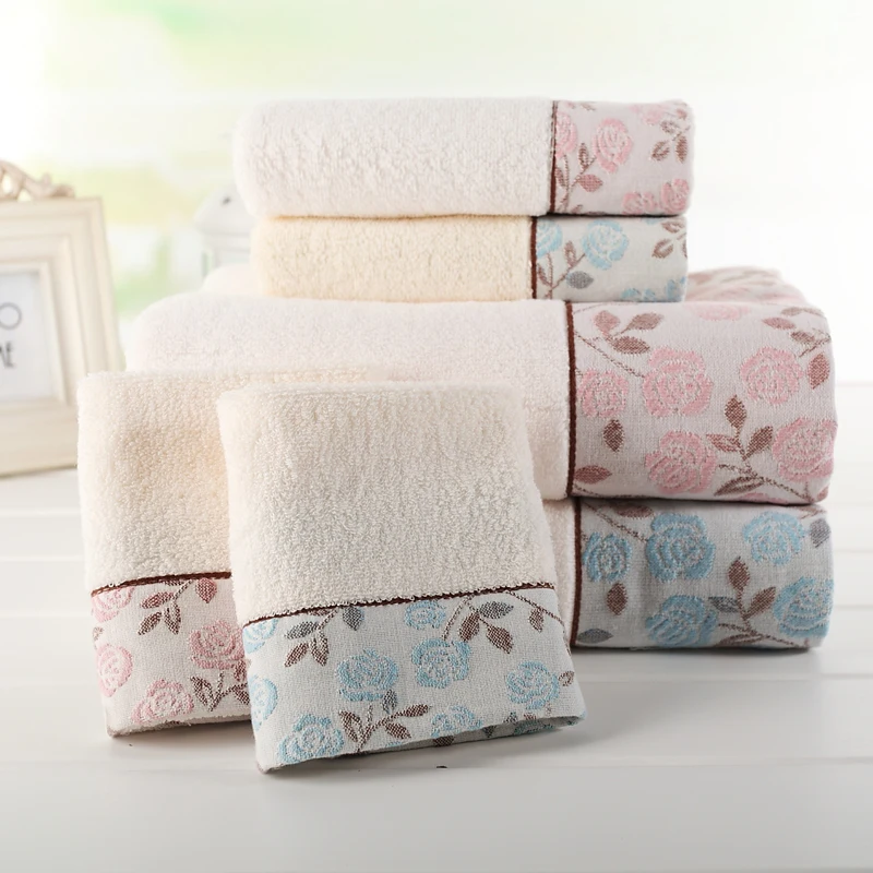 (3pcs/Lot) Bath Towel Set 100%cotton Embroidered 70cm*140cm&35cm*75cm*2 ...