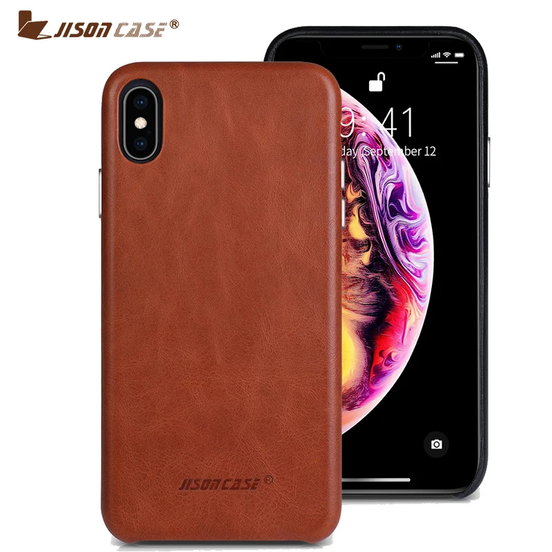 

Jisoncase Genuine Leather Phone Case for iPhone XS MAX Luxury Business Style Thin Back Cover for iPhone XS MAX for 6.5