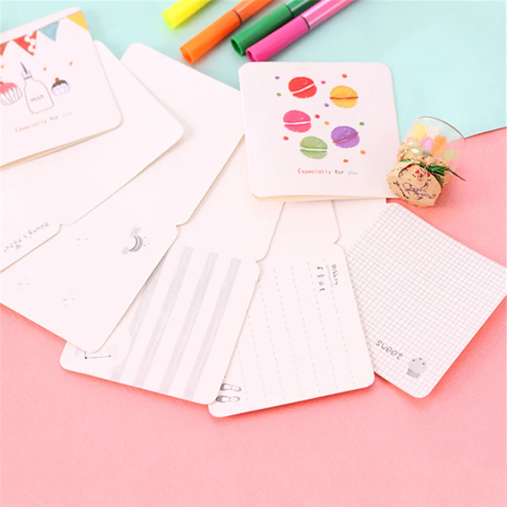 10 Card+10envelopes/set Mini Greeting Card Cute Cartoon Letter Paper Set Kawaii Stationery Birthday Card Envelope Writing Paper