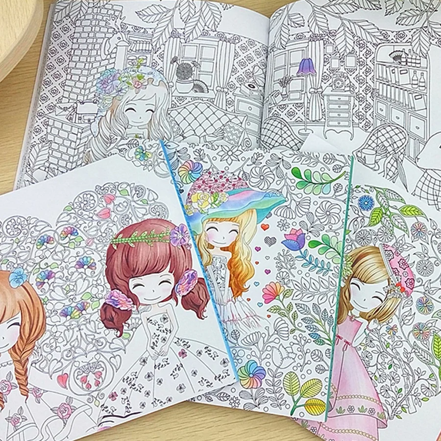 48 Pages Beautiful Flower Girl Antistress Coloring Books For adults ... 48 Pages Beautiful Flower Girl Antistress Coloring Books For adults ...