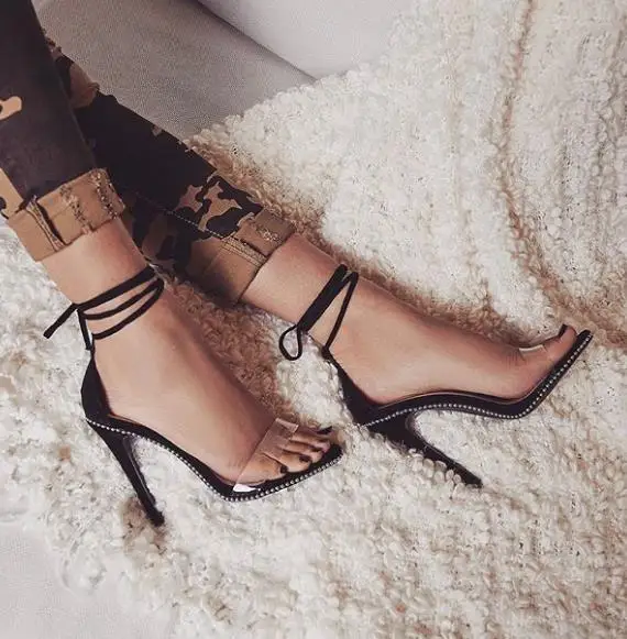 

women High heel sandals with straps and beaded edges dress shoes high heels