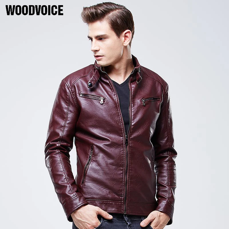 

Mens Leather Jackets and Coats Pu Leather Jaqueta Couro Masculina Jacket Man Jaqueta De Couro Red Coffee Black Color Leather 609