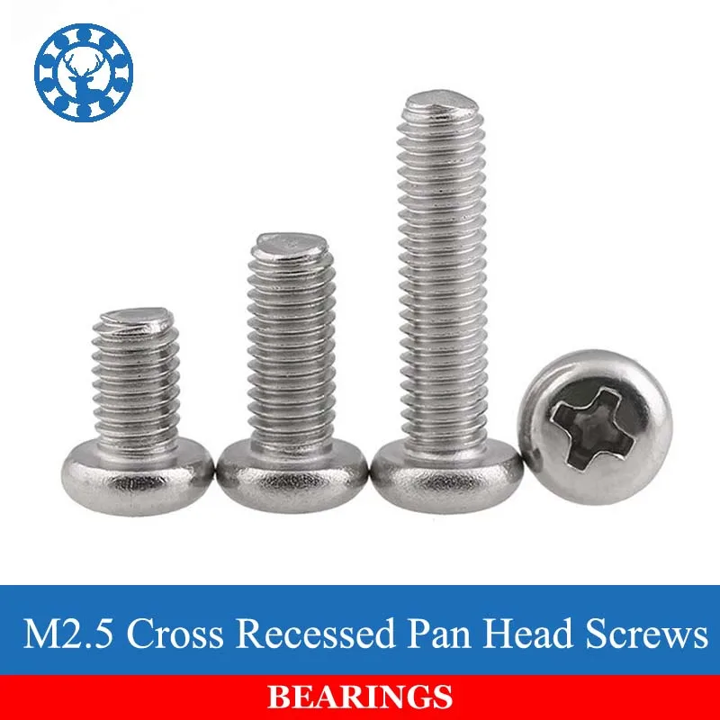 Qty 10 Stainless Steel Phillips Pan Head Machine Screws DIN 7985 M2.5 x 10mm