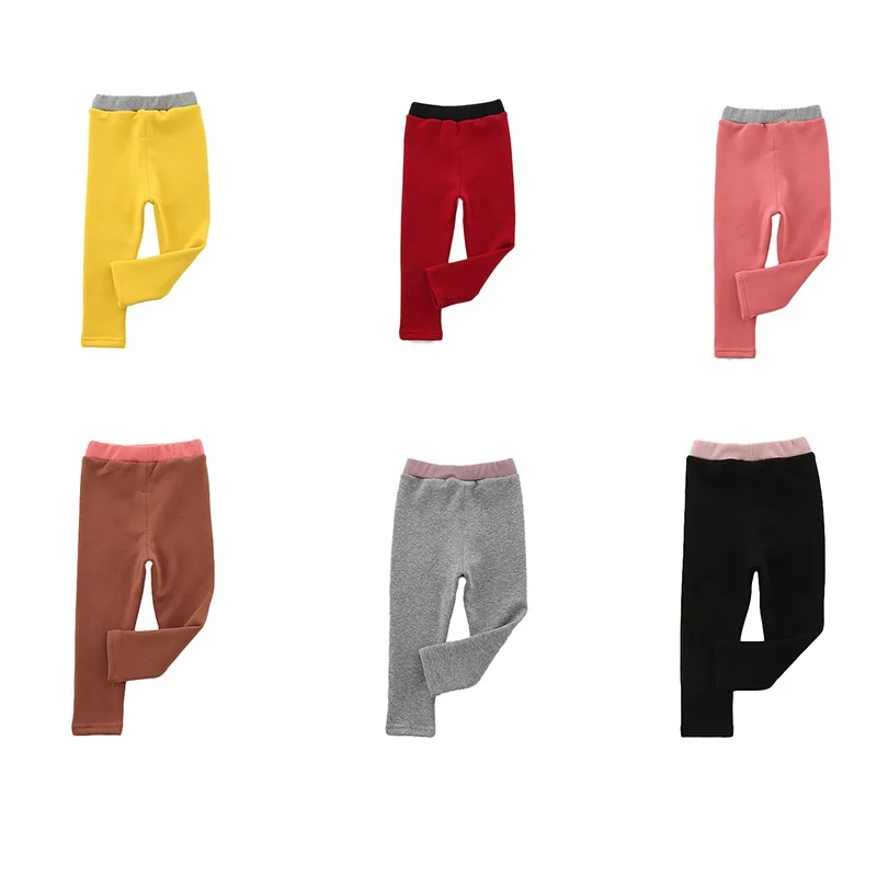 

Spring Leggings Girls Plus Velvet Pants Thicken Warm Long Trousers For Girl Kids Baby Skinny Pencil Pants 0-6Y