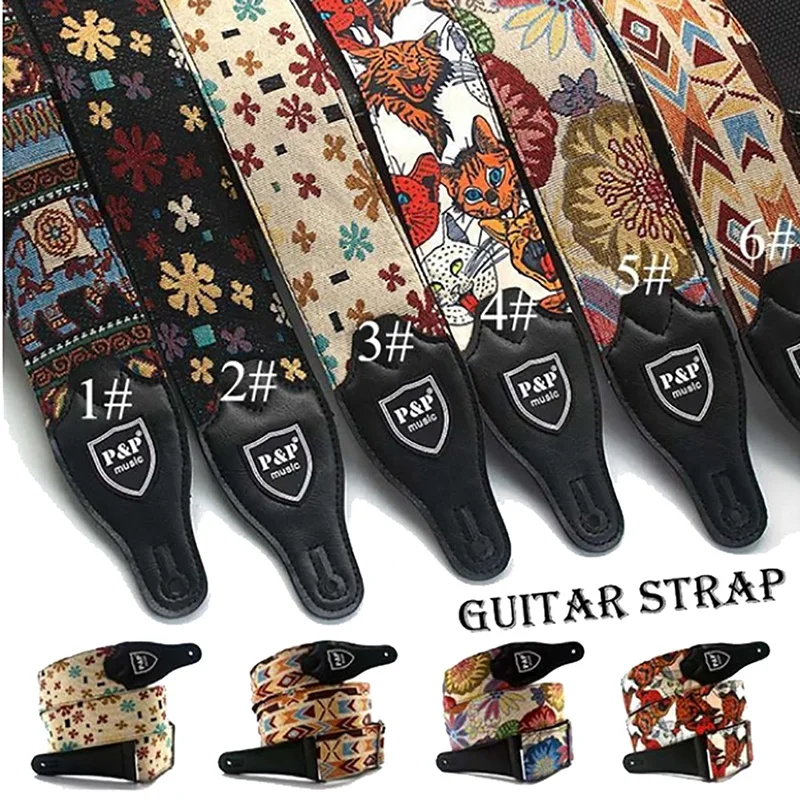 Adjustable Cotton Embroidered Guitar Strap Belt Widening and Thickening