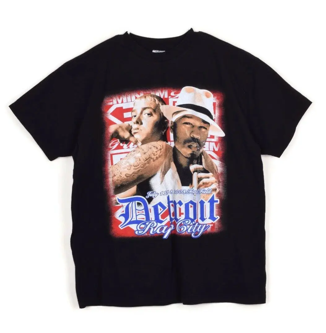 

Vtg 2003 Detroit Rap City Eminem 50 Cent Official Rap Tee T Shirt Kamikaze Sz S-3XL 2018 Fashion Short Sleeve Black T-Shirt
