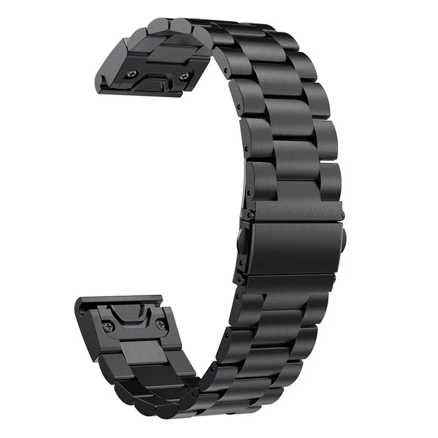 26 22 20 мм Quick Release Easy Fit наручные часы из нержавеющей стали ремешок для Garmin Fenix 6S 6X6 5X5 5S 3HR D2 Mk1 Смарт-часы - Цвет: Черный