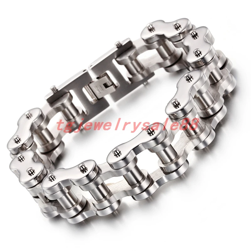 18 мм широкий скраб серебряный цвет из нержавеющей стали мотоцикл велосипедная цепь браслет для панк мужские рождественские украшения 9"