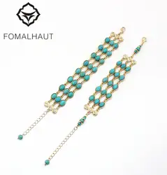 Fomalhaut мода простой сплав Greenstone инкрустация текстура три ряда браслеты и браслеты для женщин xx-101