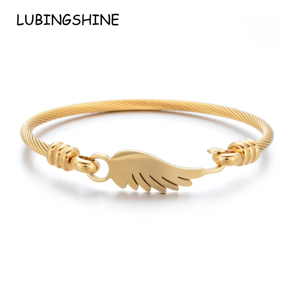

Women Men Heart Star Moon Love Wings Stainless Steel Tree of Life Bracelet Cuff Bangles Gold Color Wedding Party Jewelry