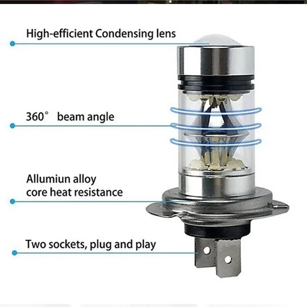 2 шт. H4/H7/H8/H11 светодиодный 100 Вт супер яркий авто светодиодный туман/вождения светильник лампы 12 V-28 V для Германии автомобиль без резистора