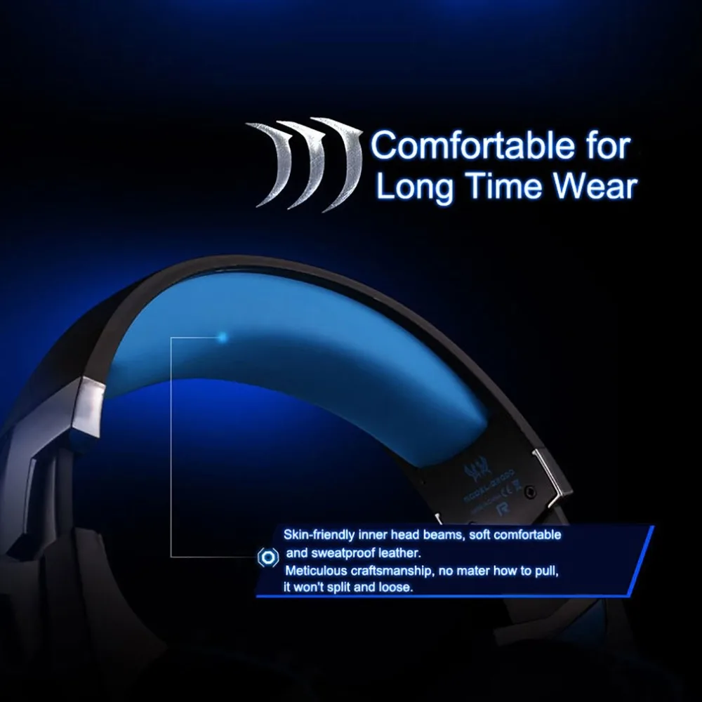 KOTION EACH Stereo Gaming Headset for Xbox One PS4 PC Surround Sound Over Ear Headphones with Noise Cancelling Mic LED Lights