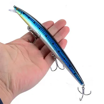 

Hot selling 18cm 24g big long fish lures Minnow sea fishing lure artificial bait 3d eyes 3 bass hooks for sea fishing