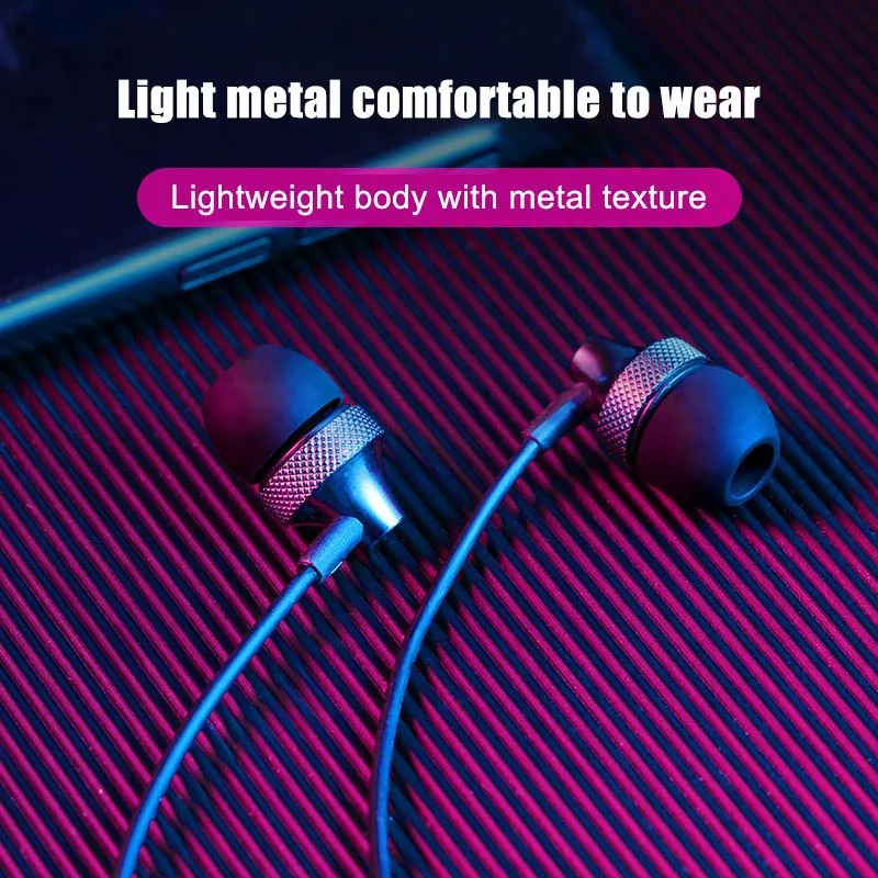 

Newly Metal Ear-in Earphones Line Control with Mic Lightweight Universal earphone