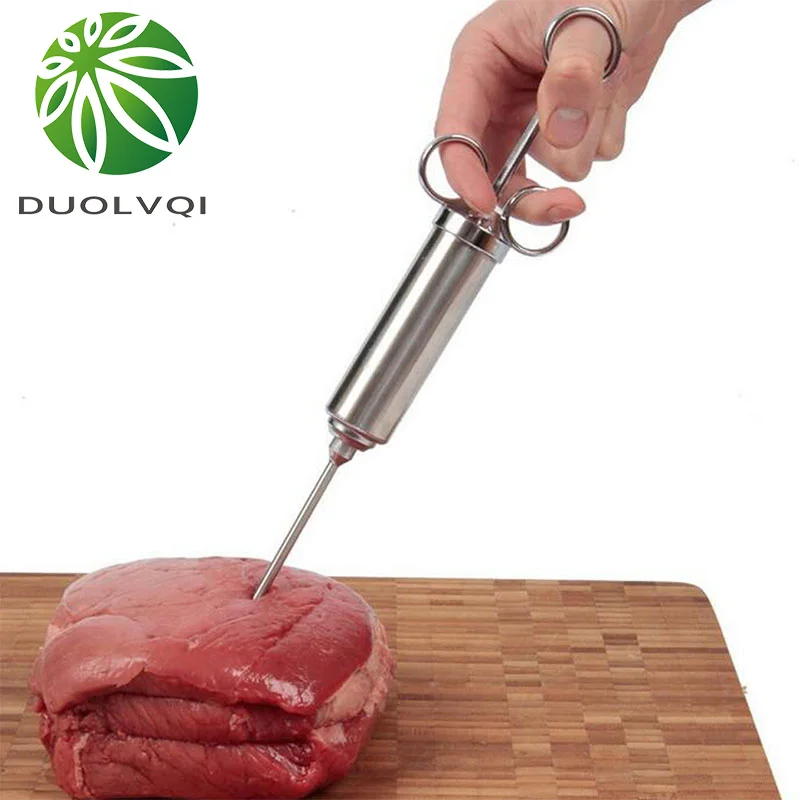

Duolvqi 2Oz Meat Injector Syringe Poultry Marinade Flavour Injector Meat Seasoning Injectors BBQ Kit Kitchen Tools with 2Needles