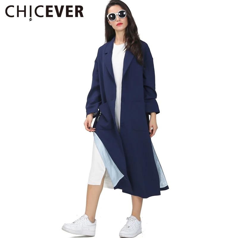 CHICEVER 2017 Verão De Alta Fenda Casacos Feminino Casaco Solto Para As Mulheres Original Básico Roupas Casuais Nova Moda