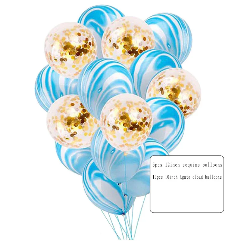 

15PCS wedding background decoration products. Scrap paper latex agate balloon combination suit, birthday party decoration,