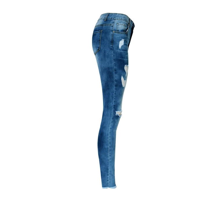 Zinwoco Высокая талия джинсы эластичный синий кисточкой Рваные Джинсы женские джинсовые штаны брюки для Для женщин облегающие джинсы Street