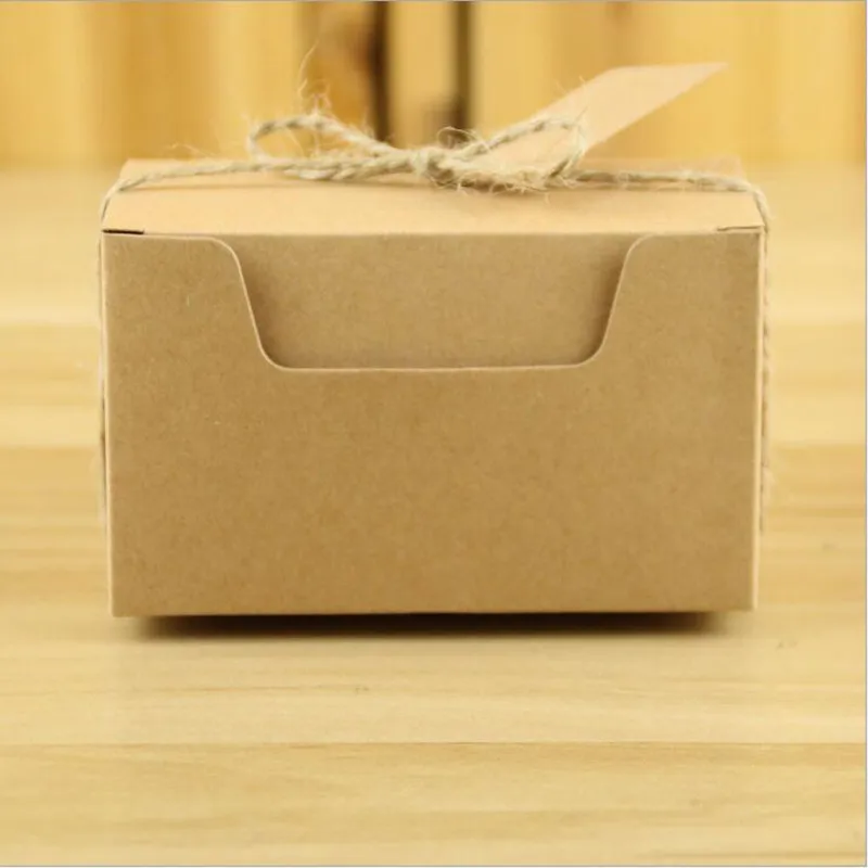 100pcs Vintage Kraft Paper Boxes Sweets Candy Cookies Brown Rectangular Gift Boxes Wedding Party