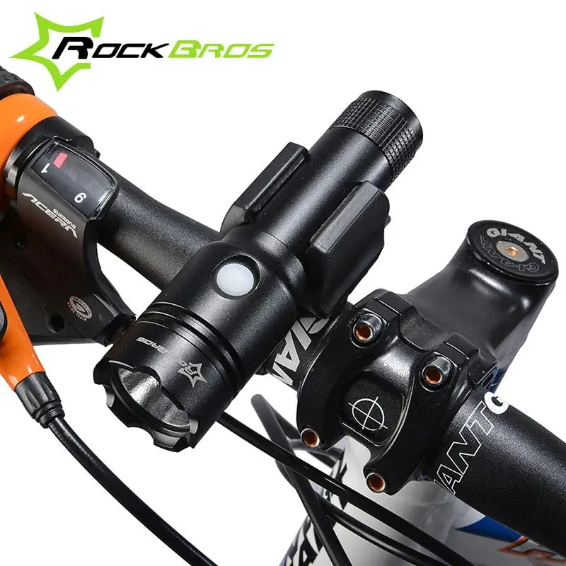 ROCKBROS IPX3 Waterproof Aluminium T6 LED Flashlight USB Rechargeable Torch Light Bike Bicycle Front Light 3-Modes
