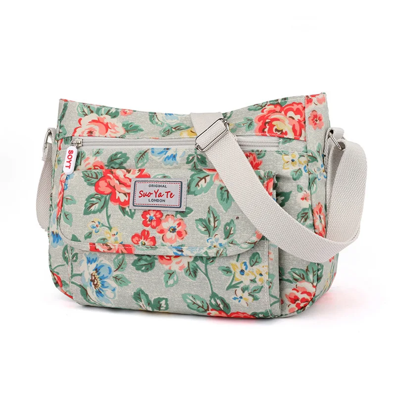 Новые летние модные женские туфли нейлоновая сумка Crossbody сумки цветочный узор