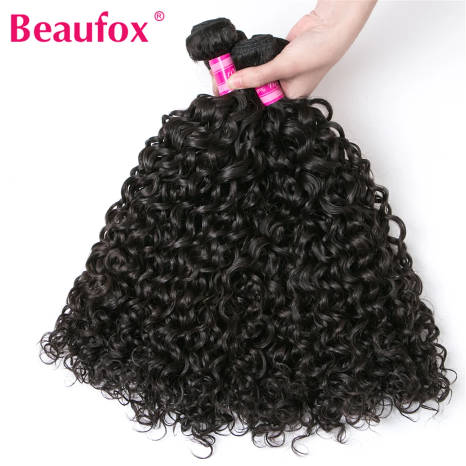 Beaufox Malaysian Water Wave Bundles With Closure Remy Human Hair 3 Bundles With Closure Preplucked With Baby Hair Natural Color (7)