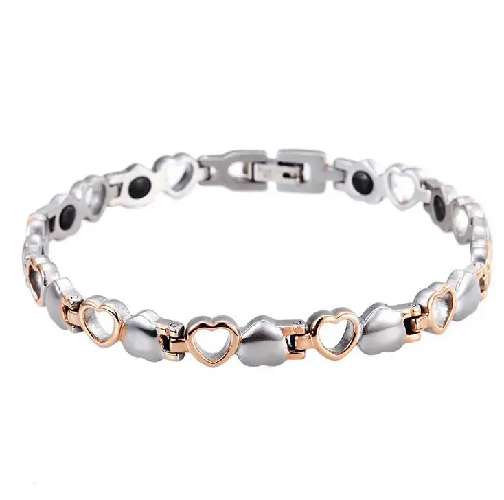 Fashion Healthy Energy Bracelet Love Heart Hollow Men Women Stainless