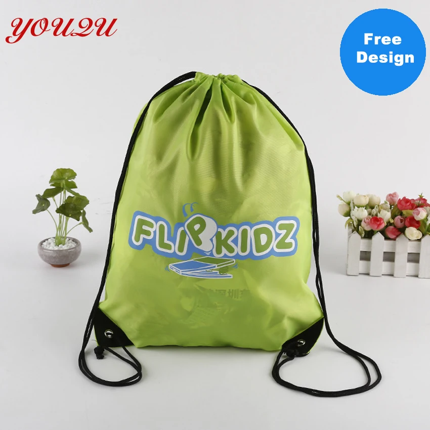 customize 210D polyester drawstring bag polyester laundry bag polyester backpack bag own logo welcome