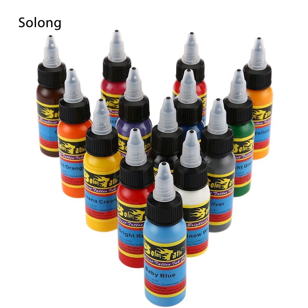 

Solong 30ML / Bottle 14 Colors Long Lasting Tattoo Ink Fast Pigment Kit