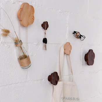 

Practical Shape Home Wood Wall Hanger Bathroom Door Coat Hanger Hat Single Hook Holder for Hanging Room Decoration