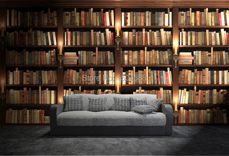 Mural para a para a Biblioteca Sala de Estudo Sala de Estar Decoração de Alta Papel de Parede Tamanho Personalizado 3d Estéreo Simulação Foto Biblioteca Estante Qualidade Não tecido 6 non-woven wallpaper