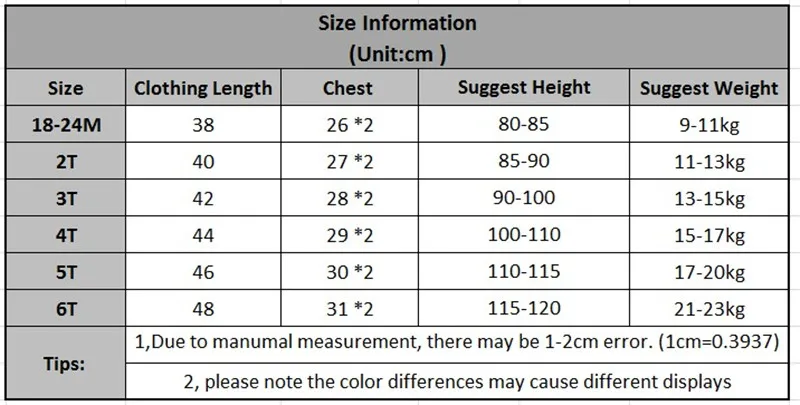 Tshirt size for Kids Tales