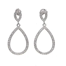 

three colors micro pave aaa clear cubic zirconia cz tear drop studs geometric elegant bridal fashion cz earring