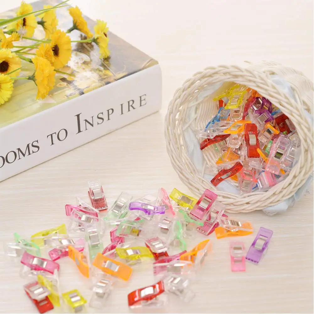 

50Pcs High Quality Multicolor Plastic Wonder Clips Holder DIY Patchwork Fabric Quilting Craft Sewing Knitting Suspender Clip