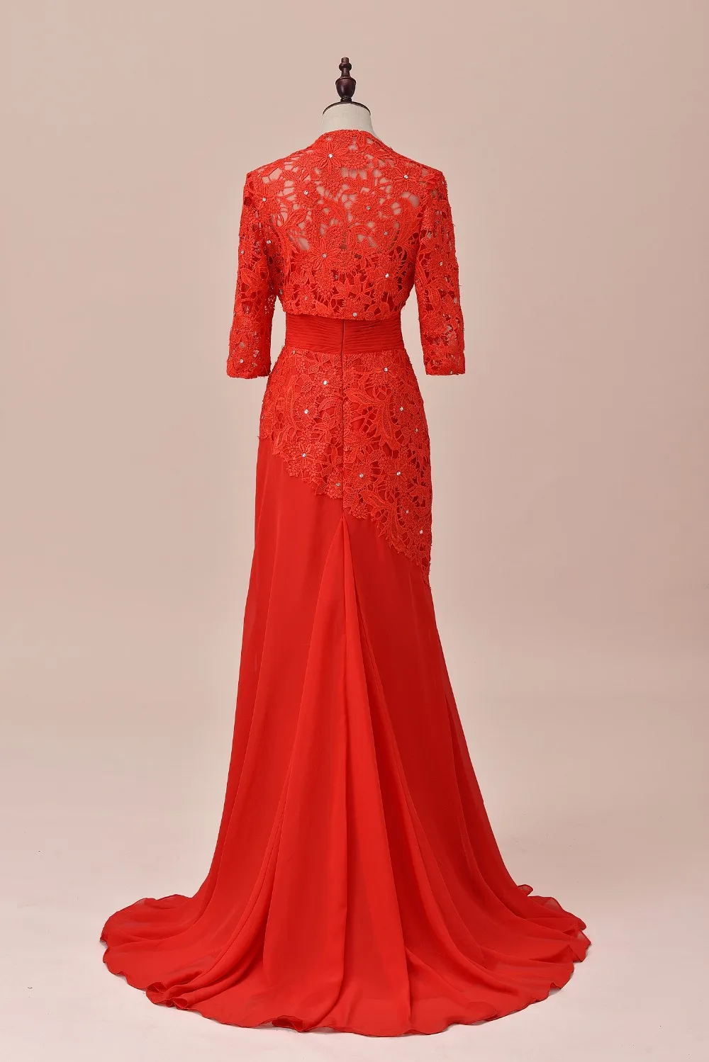 Трапециевидный кружевной рукав до локтя шифоновое красное платье для матери невесты с курткой наряд свадебное длинное официальное свадебное платье SLD-M003