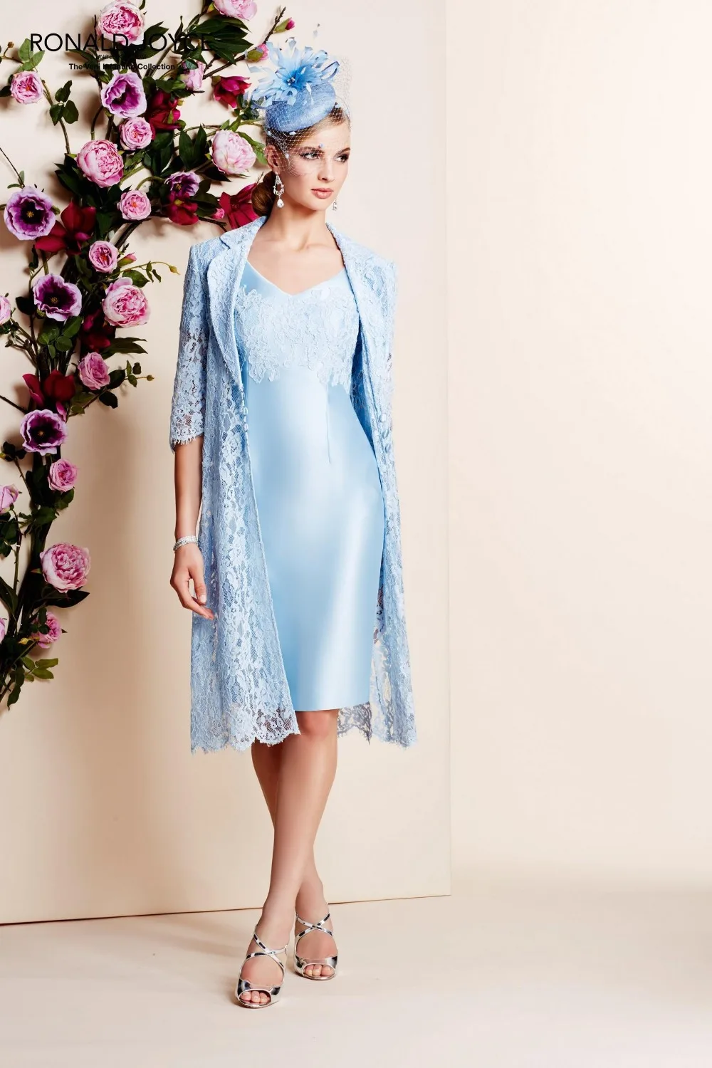 Sky Blue Long Lace Jacket Mother of the Bride dresses 2015 Sexy V Neck for Weddings vestidos de