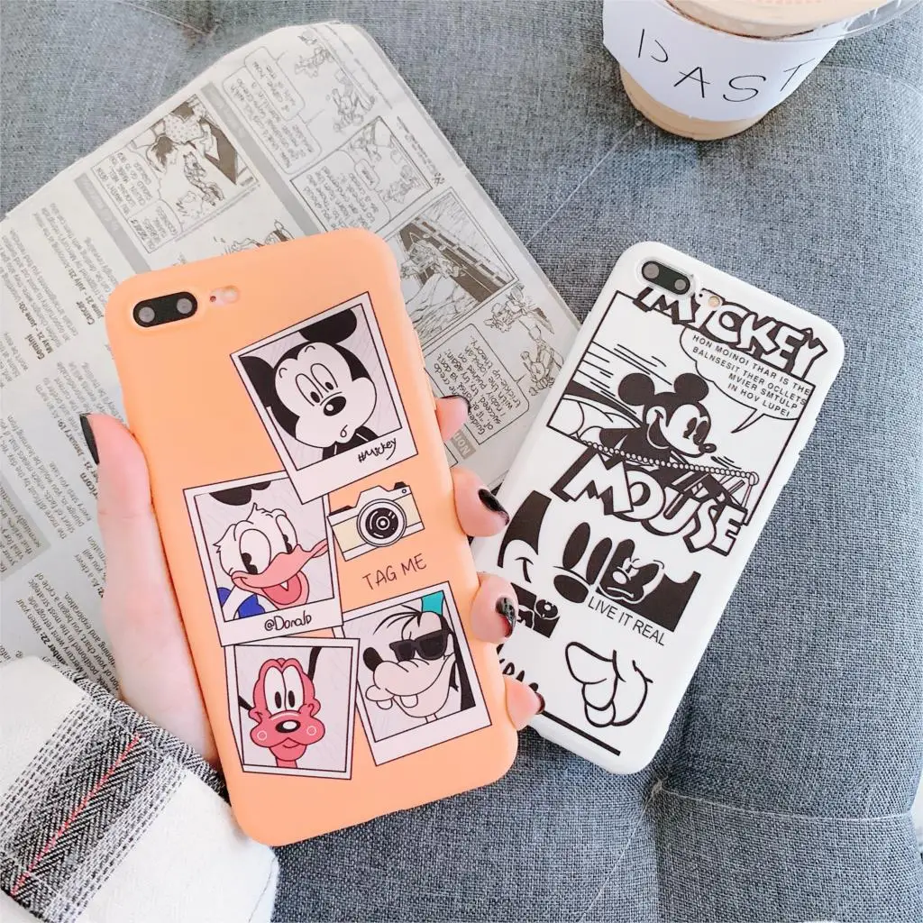 

For Funda iPhone X Case illustration Mickey for iphone 6 6S 7 8 Plus XR XS Max Cover Cartoon Donald Duck for iPhone 7 Case