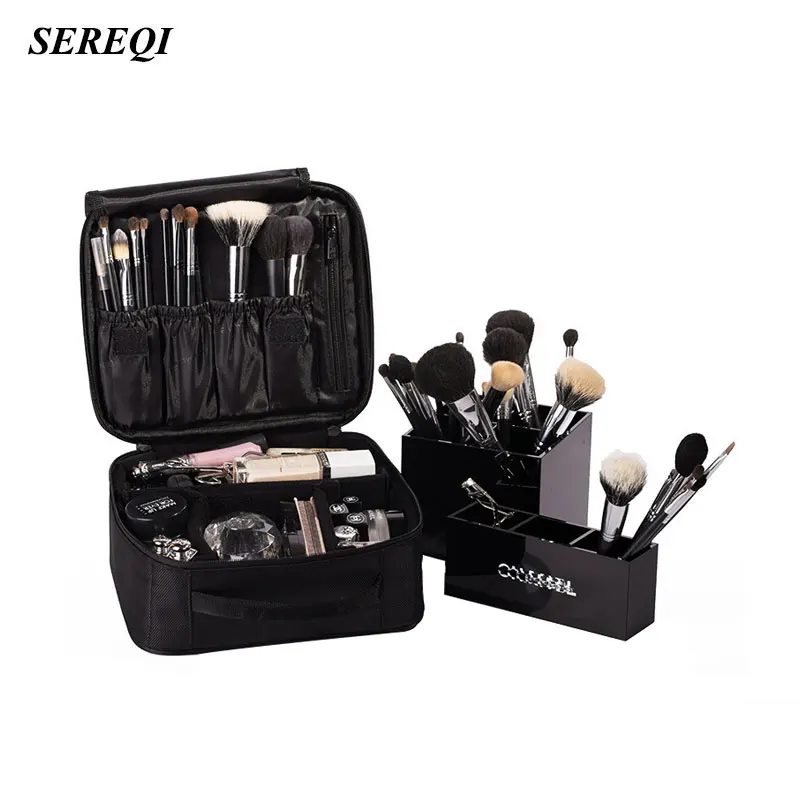

SEREQI Women Cosmetic Storage Bag High Quality Travel Cosmetic Organizer Zipper Portable Makeup Container Digital Storage Bags