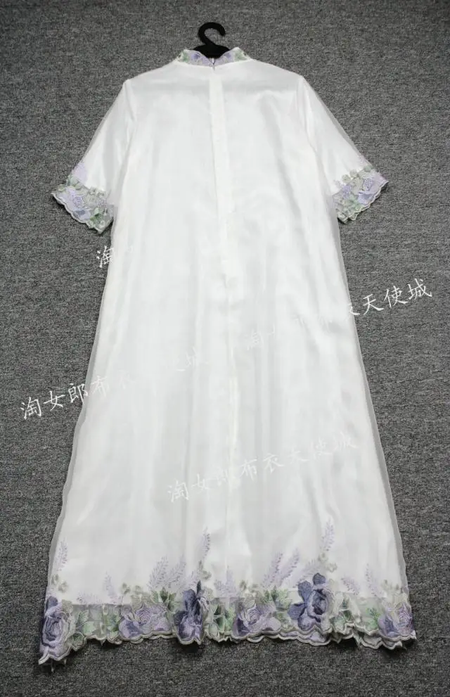 Style Chinois Robe Conception D'été Plus Femelle Organza Longue 2018 Cheongsam Taille Main Guesod Vintage La Femmes À Broderie Art qA08wxC