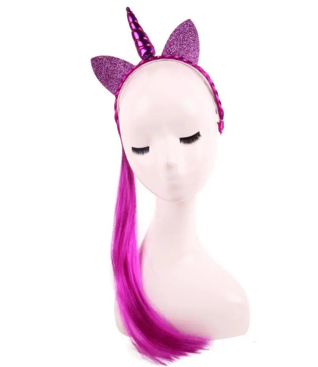 Decorative Ear Horn Headband Long Wig Braids Fancy Dress Christmas Party Girl Lady Cosplay Magical Glitter Ear Hairband