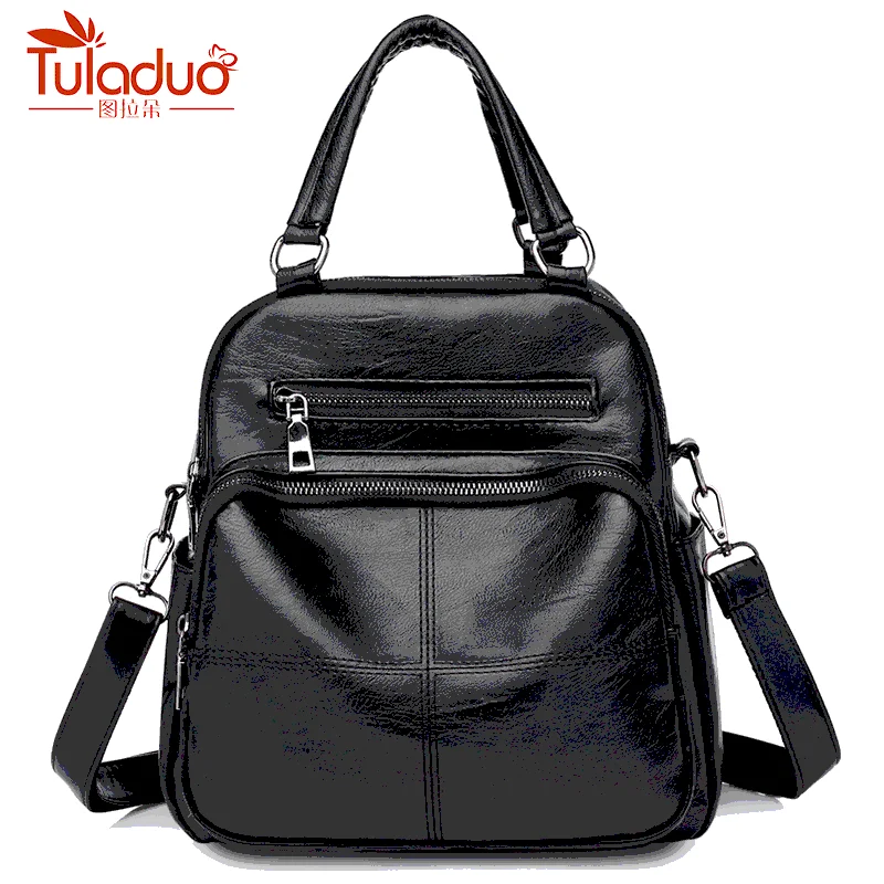 

Fashion PU Leather women backpack Double Zipper school Backpacks Large Capacity school Backpacks laptop Backpack mochila