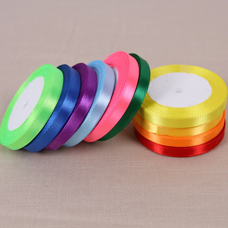 

Free shipping 25yards clothes accessories multicolour ribbon 1cm 3/8'' solid color satin ribbon 10colors mixed packaging ribbon